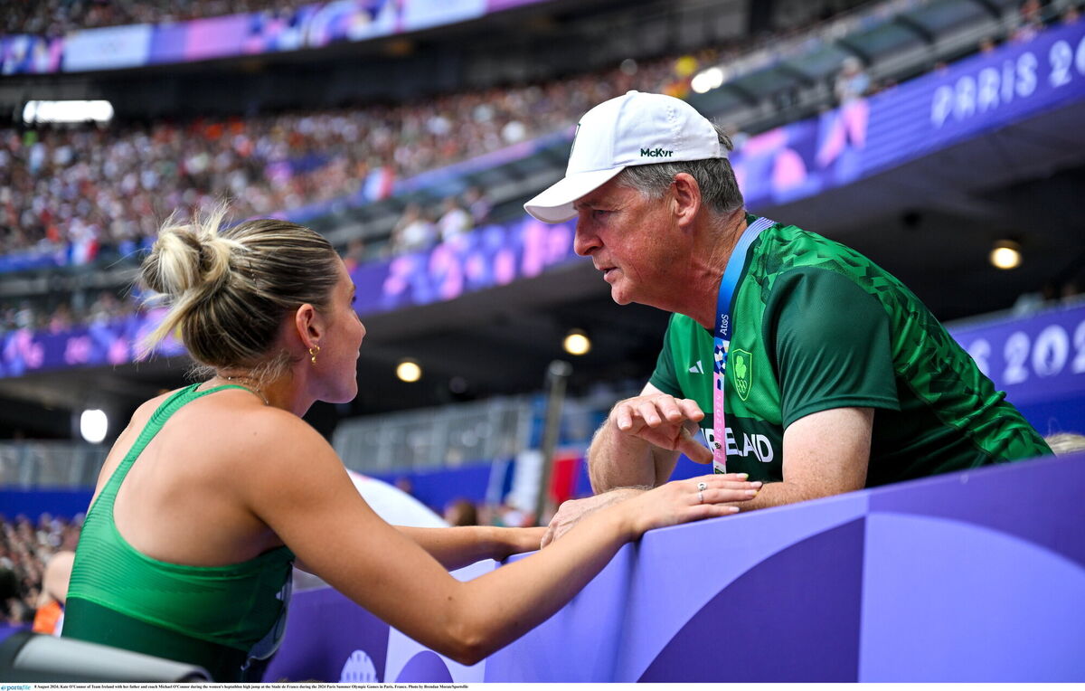 Kate O’Connor of Team Ireland with her father and coach Michael O'Connor. Pic: Brendan Moran/Sportsfile