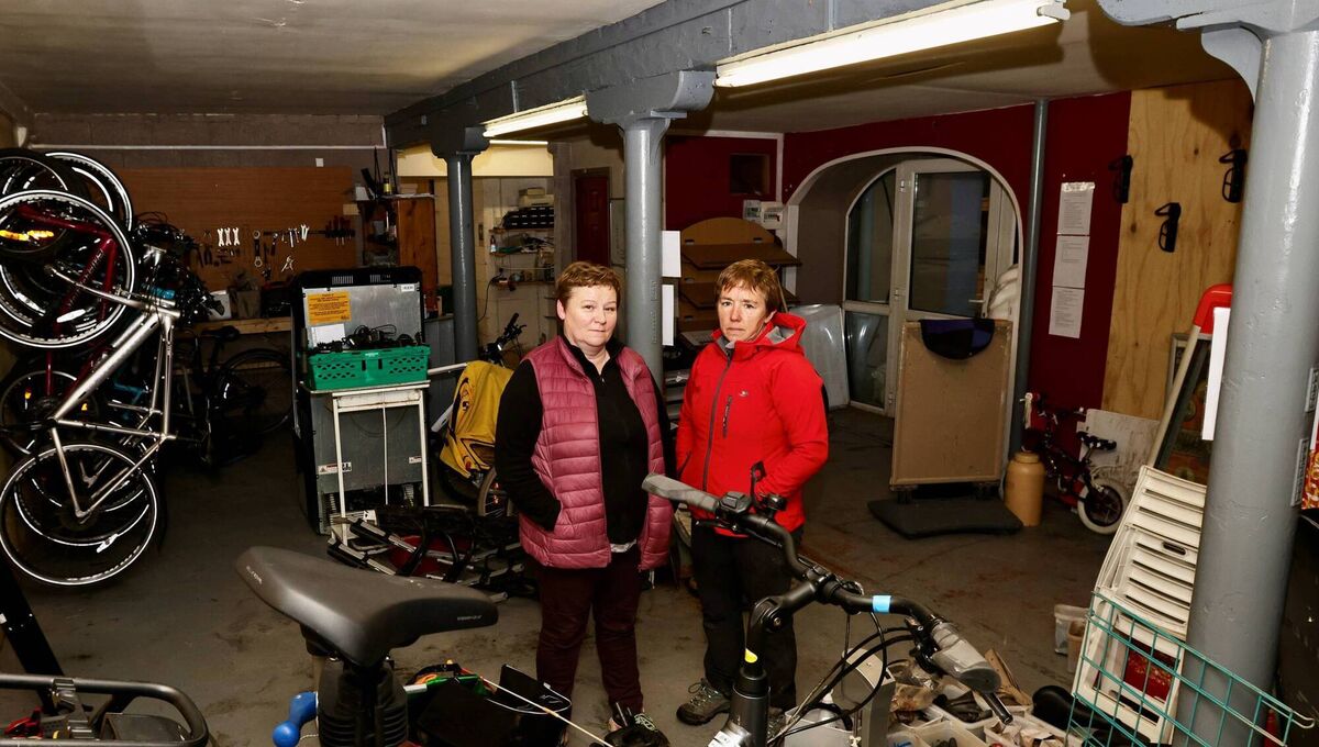 Deirdre Roberts and Fiona O’Driscoll surveying the damage at their bike hire shop. Picture: Neil Michael. Deirdre Roberts and Fiona O’Driscoll surveying the damage at their bike hire shop. Picture: Neil Michael.
