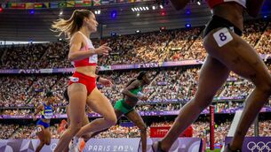 <p>GETTING THERE: Ireland’s Rhasidat Adeleke on her way to finishing fourth. Pic: Morgan Treacy, Inpho</p>