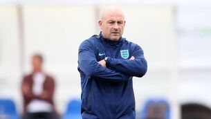 <p>ENGLAND EXPECTS: Lee Carsley during a training session at St. George's Park.</p>