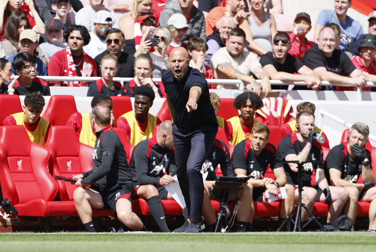 Liverpool's Arne Slot during the pre-season friendly match at Anfield. Pic: Richard Sellers/PA Wire.