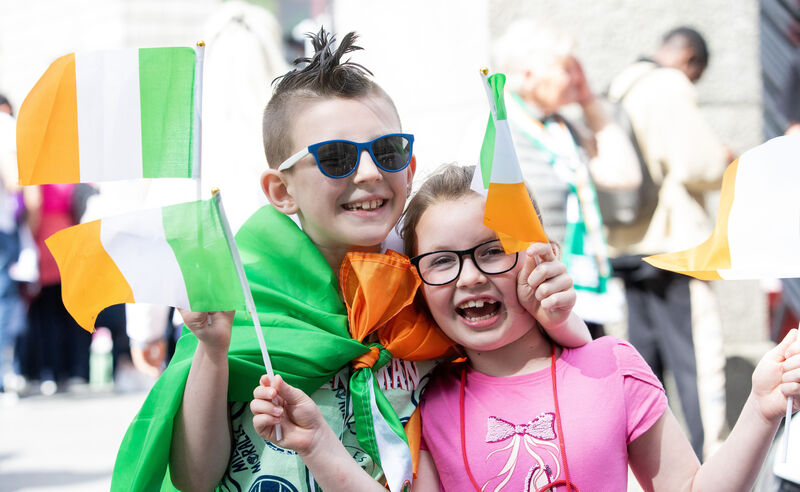 (Left to right) Dianach Spicer, 8, and Éadaoin Spicer, 6, both from Balbriggan during the official homecoming for the Irish Olympic team on O'Connell Street, Dublin. Photo: Gareth Chaney (Left to right) Dianach Spicer, 8, and Éadaoin Spicer, 6, both from Balbriggan during the official homecoming for the Irish Olympic team on O'Connell Street, Dublin. Photo: Gareth Chaney