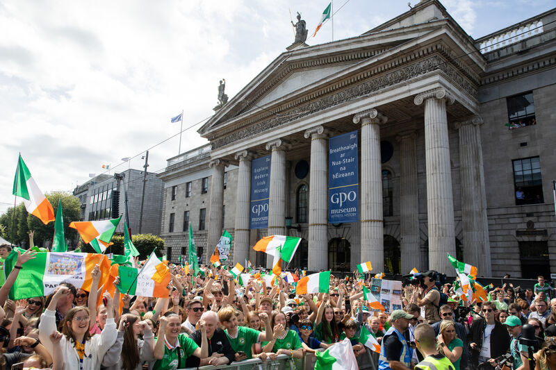 It was later announced that there were 20,000 people stretching back from the GPO to the Abbey Street junction. Photo: Gareth Chaney It was later announced that there were 20,000 people stretching back from the GPO to the Abbey Street junction. Photo: Gareth Chaney