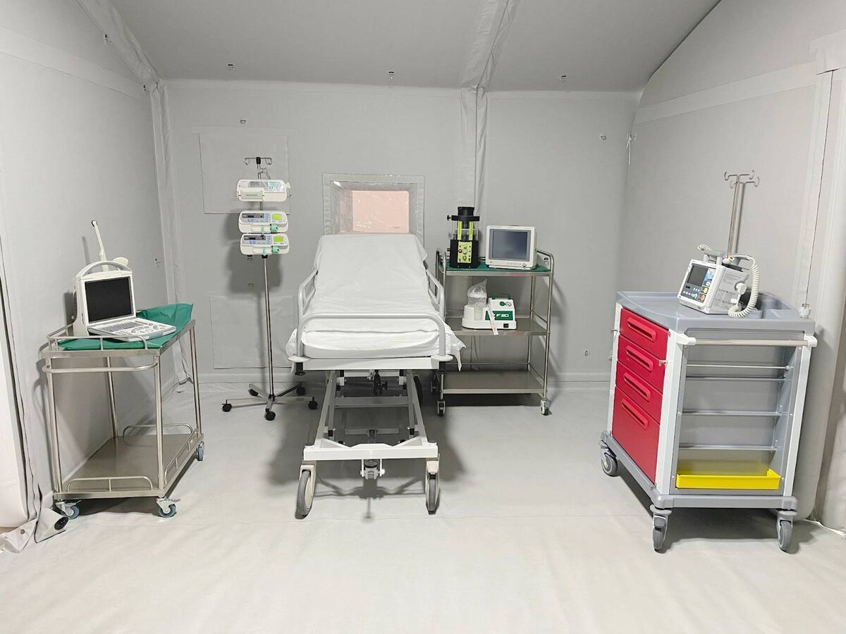 The recovery room in one of the 16 mobile hospital units that One4Humanity provided to Ukraine. The group is now raising funds to provide a similar 'hospitainer' in Gaza. The recovery room in one of the 16 mobile hospital units that One4Humanity provided to Ukraine. The group is now raising funds to provide a similar 'hospitainer' in Gaza.