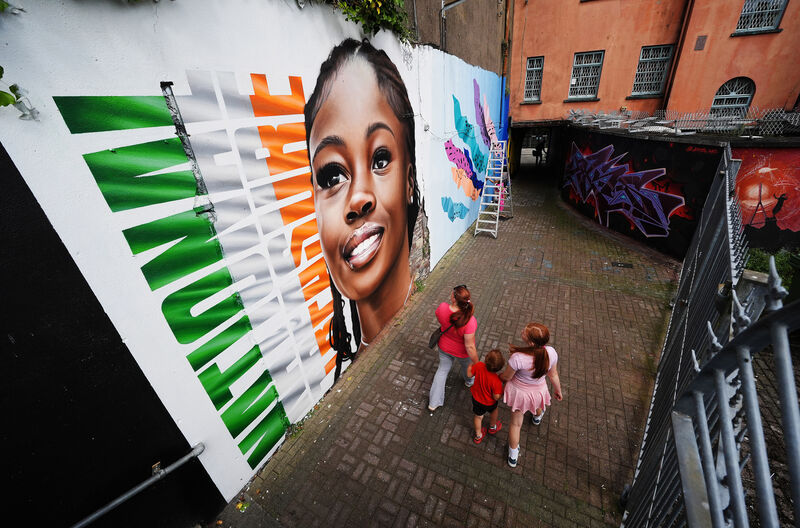 The mural of Irish runner Rhasidat Adelekein Waterford. Picture: Brian Lawless/PA The mural of Irish runner Rhasidat Adelekein Waterford. Picture: Brian Lawless/PA