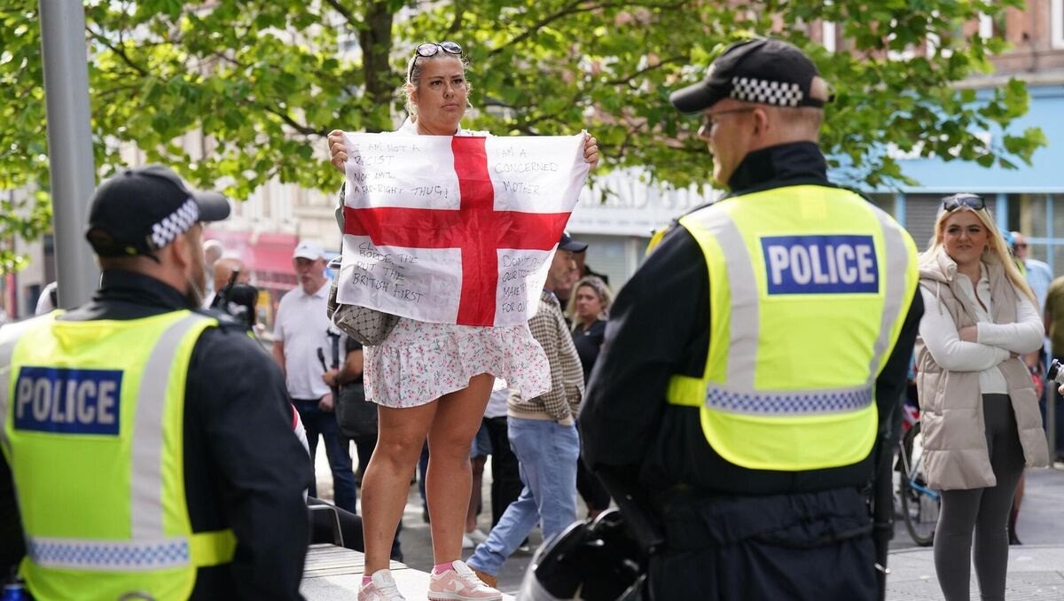 A person takes part in a far-right anti-immigration demonstration in Newcastle, England. Picture: PA 