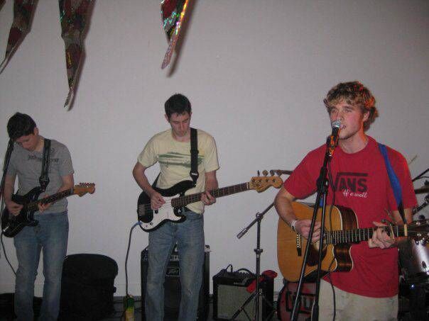 Eoin French performing a UCC architecture Christmas party in 2008 as part of the band that would go on to become Hush War Cry.  