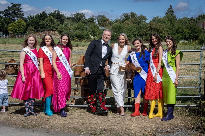 Dáithí Ó Sé and Kathryn Thomas meet this year’s 32 International Roses at the launch of the Rose of Tralee International Festival 2024 at Airfield Estate, Dublin. Dáithí Ó Sé and Kathryn Thomas meet this year’s 32 International Roses at the launch of the Rose of Tralee International Festival 2024 at Airfield Estate, Dublin.