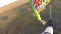 Video: Stunt rider misses mid-air grab and flies into nothing