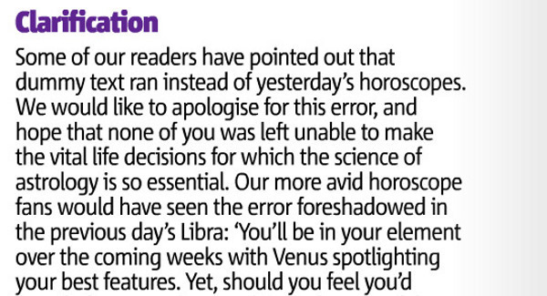 Metro Herald prints brilliant response to THAT horoscope