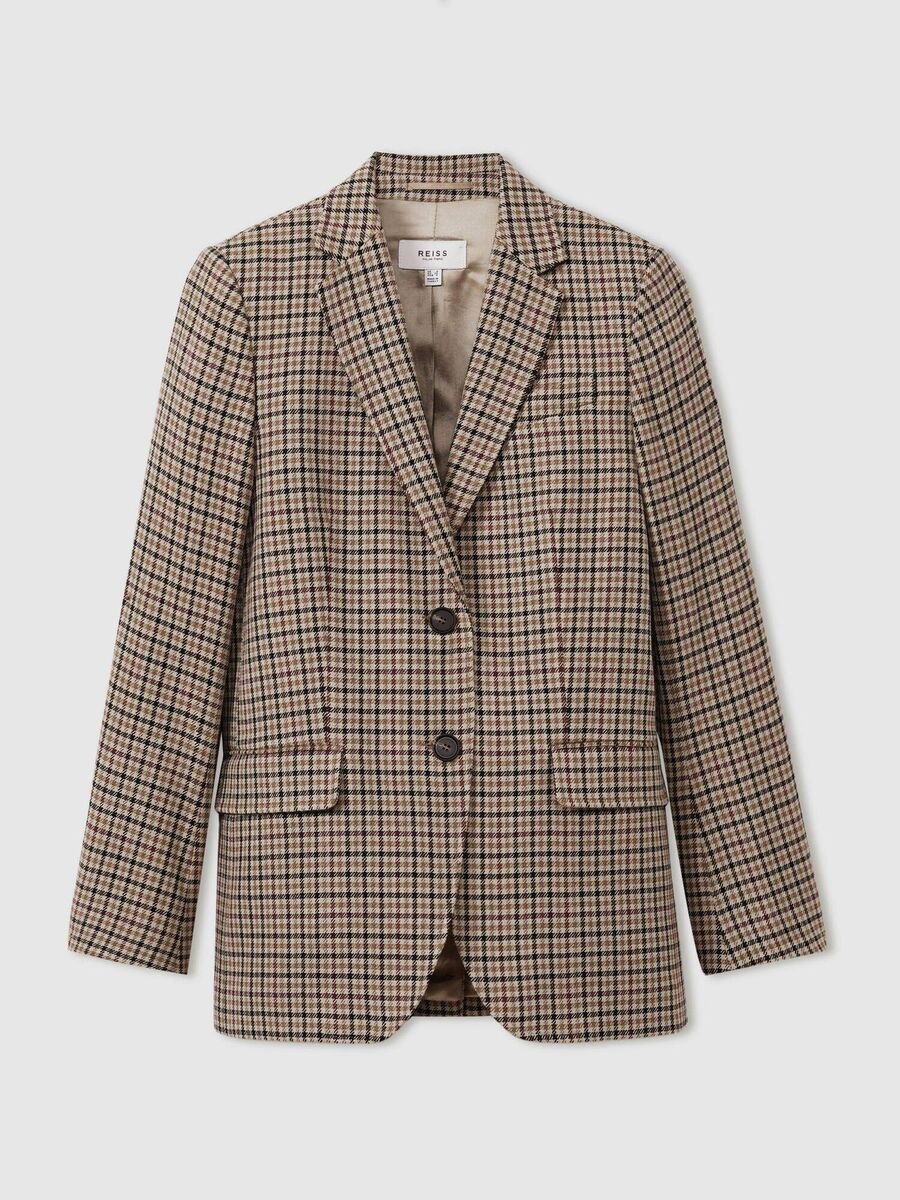 'Dora' wool-blend check blazer, Reiss, €425