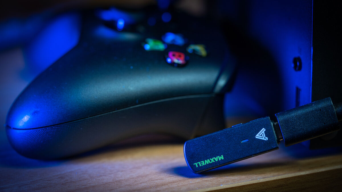 The USB-C dongle comes with a USB-A adaptor, which is required to connect it to the Xbox. Picture: Noel Campion.