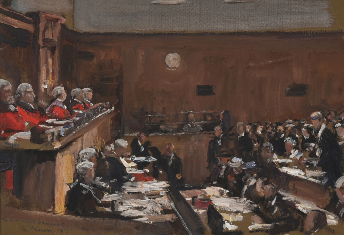 This study by Sir John Lavery of The Hearing of the Appeal of Sir Roger Casement sold for £155,200 with fees (£182,050).