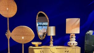 <p>A clever statement wall with cobalt blue paint against neutral furniture by Versmissen at Maison et Object September 2023.</p>