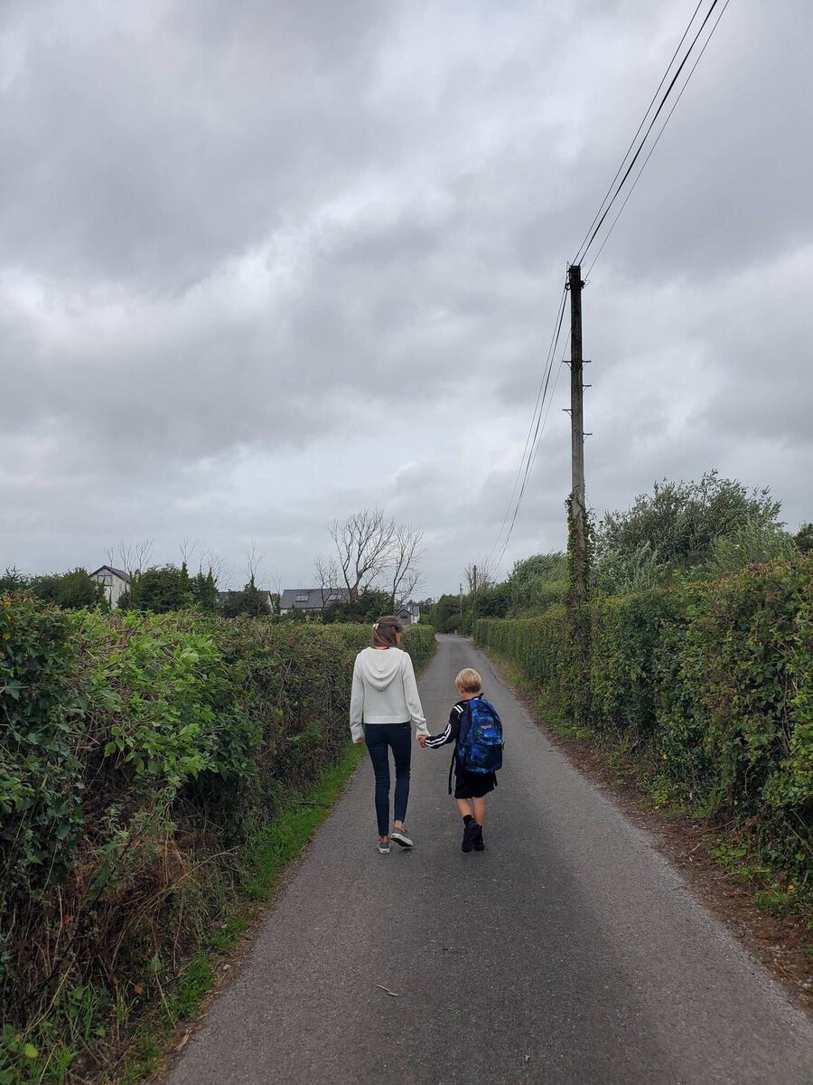 Siobhan Broughtan and her son Elliot, heading on the road to big school