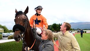 <p>WORTHWHILE TRIP: Prydwen &amp; Wayne Hassett win the Kingdom Gold Cup for Keith Breen &amp; George Scott. Picture: HEALY RACING</p>