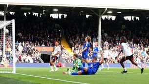 <p>FUL FORCE: Fulham's Alex Iwobi (right) scores their side's second goal of the game during the Premier League match at Craven Cottage, London. Pic:Adam Davy/PA Wire</p>