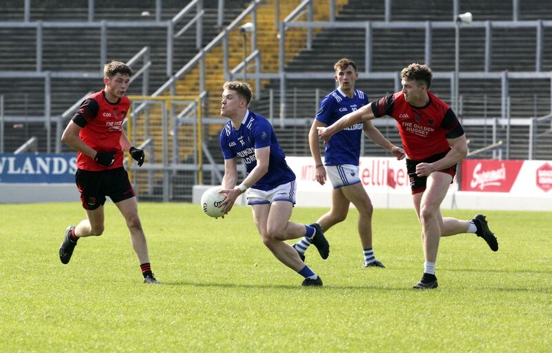 Daire Cleary of Laune Rangers breaks away from Cian O'Shea of Fossa during the Kerry IFC semi-final at Fitzgerald Stadium. Picture: Don MacMonagle Daire Cleary of Laune Rangers breaks away from Cian O'Shea of Fossa during the Kerry IFC semi-final at Fitzgerald Stadium. Picture: Don MacMonagle