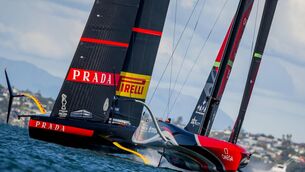 <p> Emirates Team New Zealand competes against Luna Rossa Prada Pirelli Team during the America's Cup Race 4 on Auckland Harbour in Auckland, New Zealand in 2021. Picture: Getty Images</p>