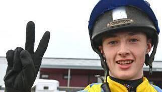 Paddy Hanlon celebrates his double. Picture: Healy Racing