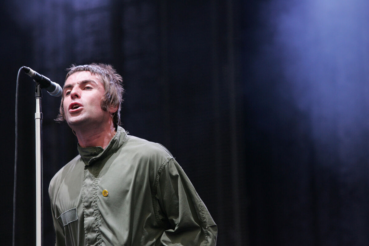 Liam Gallagher performing with Oasis at Slane Castle in 2009. They were outstanding, Liam snarling at the hills rolling down to the Boyne. File photo: Collins Photos
