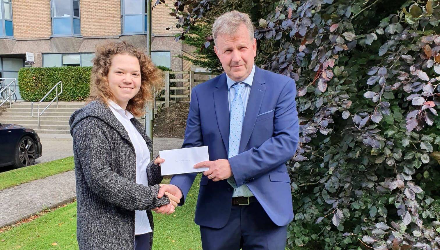 Taisiia Korenska with principal of Castlecomer Community School Pat Murphy.