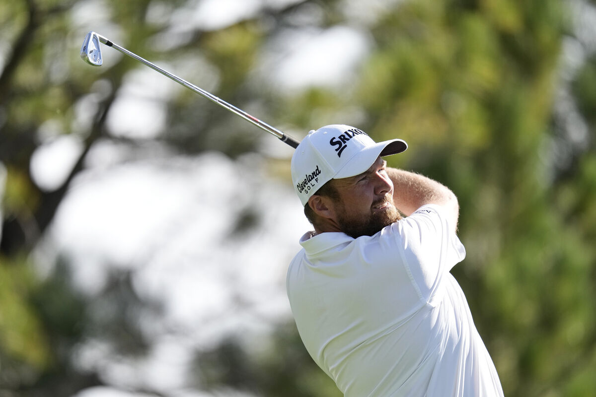 Shane Lowry follows his shot off the fourth hole tee box during the second round of the BMW Championship