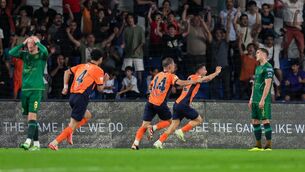 <p>HEARTBREAK:Ömer Ali Şahiner celebrates after scoring his side's first goal against St Patrick's Athletic. Pic: Ozan Emre Oktay/Sportsfile</p>