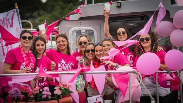 Ladies in pink enjoying the treasure hunt Ladies in pink enjoying the treasure hunt
