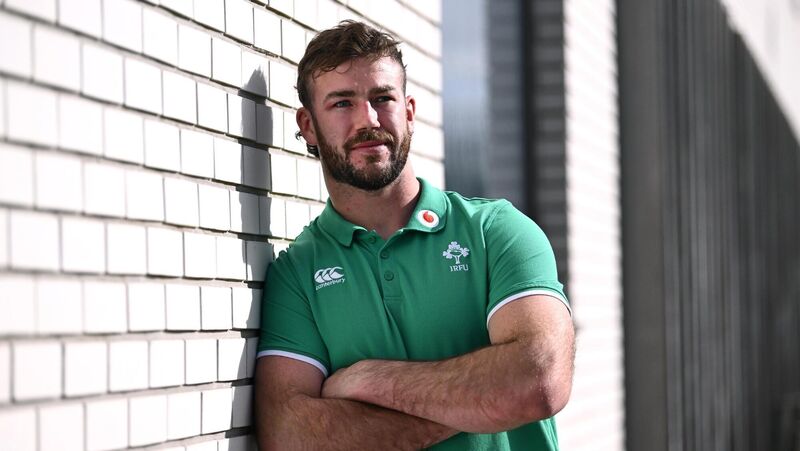 Caelan Doris poses for a portrait after a Ireland rugby media conference at the Sport Ireland Campus Conference Centre in Dublin. Photo by Piaras Ó Mídheach/Sportsfile Caelan Doris poses for a portrait after a Ireland rugby media conference at the Sport Ireland Campus Conference Centre in Dublin. Photo by Piaras Ó Mídheach/Sportsfile