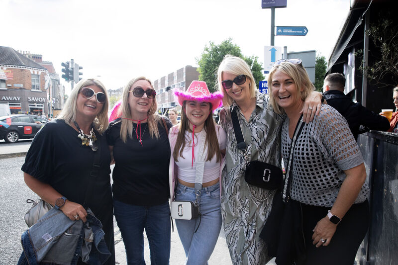 Friends from Rochfortbridge Westmeath, Mullingar, and London — Lorraine Healy, Gillian Maloney, Niamh Maloney, Gail Brunton, and Caroline Mitchell — making their way to Thursday's Coldplay concert in Croke Park, Dublin. Pictures: Gareth Chaney Friends from Rochfortbridge Westmeath, Mullingar, and London — Lorraine Healy, Gillian Maloney, Niamh Maloney, Gail Brunton, and Caroline Mitchell — making their way to Thursday's Coldplay concert in Croke Park, Dublin. Pictures: Gareth Chaney