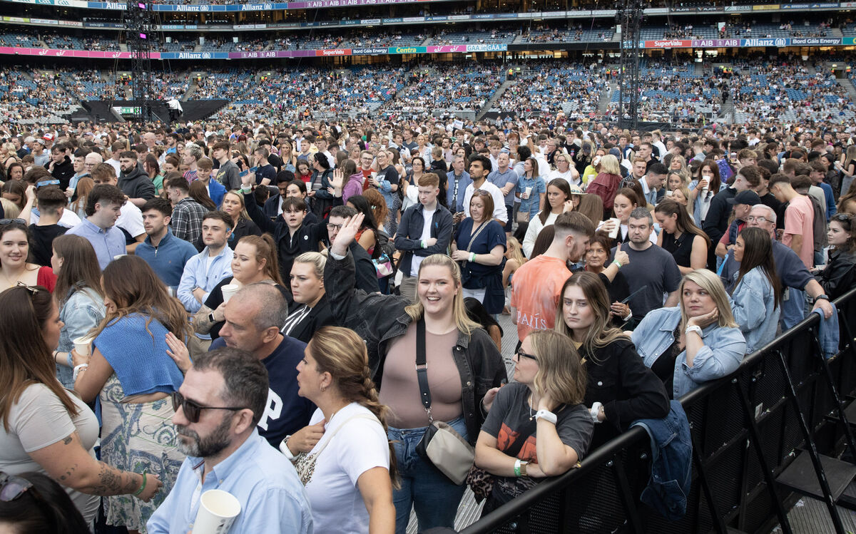 Coldplay fans early in the evening at Croke Park, Dublin. Photo: Gareth Chaney