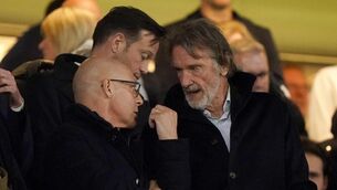 <p>David Brailsford (left) and Jim Ratcliffe in the stands during a Premier League match between Manchester United and Chelsea at Stamford Bridge. Picture: Bradley Collyer/PA Wire.</p>
