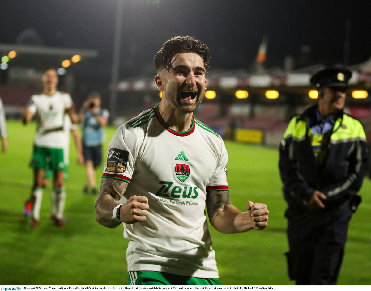 Sean Maguire of Cork City after his side's victory against Longford Town. Photo by Michael P Ryan/Sportsfile Sean Maguire of Cork City after his side's victory against Longford Town. Photo by Michael P Ryan/Sportsfile
