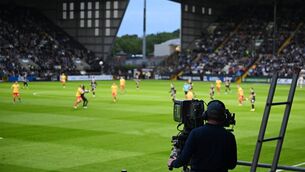 <p>A Sky TV camera films the League Two match between Notts County and Grimsby Town. There are 1,000 games from the EFL on TV this season (Photo by Michael Regan/Getty Images)</p>