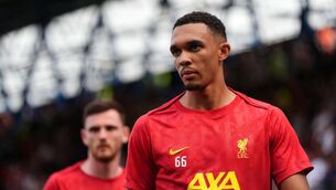 <p>Liverpool's Trent Alexander-Arnold warms up before the Premier League match at Ipswich. Photo: Bradley Collyer/PA Wire. </p>
