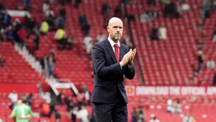 <p>DOUBLE DUTCH: Manchester United manager Erik ten Hag applauds the fans after defeat to his compatriot Arne Slot and Liverpool. Pic:  Nick Potts/PA Wire.</p>