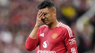 <p>Casemiro endured a tough half at Old Trafford (Nick Potts/PA)</p>