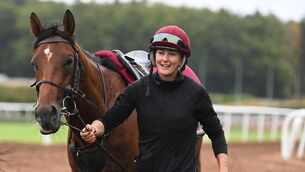 <p>AMERICA-BOUND: City Of Troy and rider Rachael Richardson at Ballydoyle on Monday. Picture: Healy Racing</p>