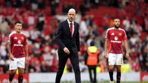 <p>Manchester United manager Erik ten Hag walks off dejected at the end of the defeat by Liverpool at Old Trafford. Pic: Nick Potts/PA Wire. </p>