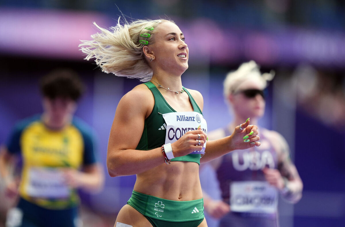 Orla Comerford following the Women's 100m - T13 heats at the Stade de France. Picture: Zac Goodwin/PA Wire