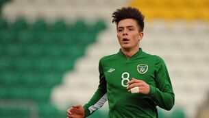 <p>Jack Grealish playing for the Ireland U21s against Montenegro in 2014. Picture: Piaras Ó Mídheach / SPORTSFILE</p>