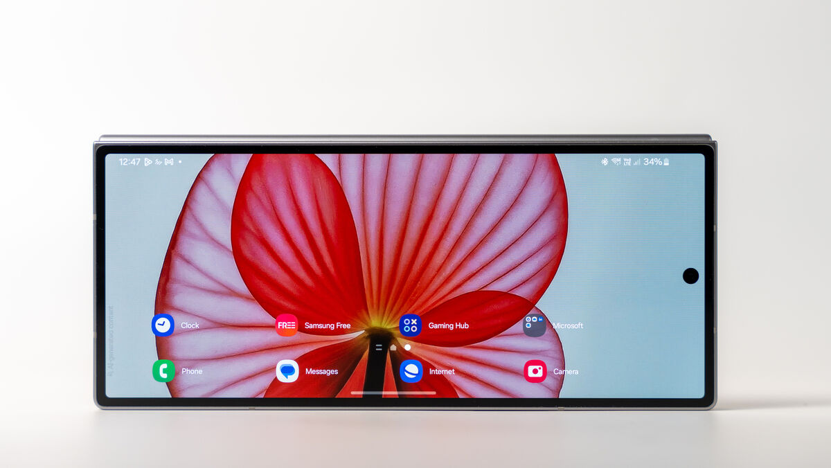 The cover display is now a slightly larger 6.3-inch display. Picture: Noel Campion.