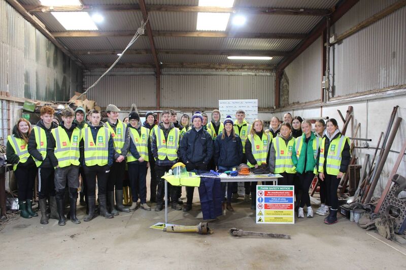 Agri Aware's Robert Corroon and Ashley Traynor highlighting the importance of farm safety to students at a Donegal 'Farm Walk and Talk' event. Picture: Agri Aware