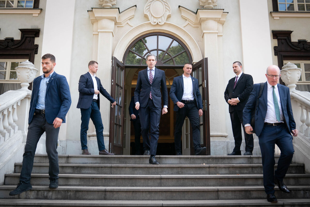 Taoiseach Simon Harris after holding a bilateral meeting with Polish Prime Minister Donald Tusk in Rzeszow, Poland on Thursday. Photo: Stefan Rousseau/PA