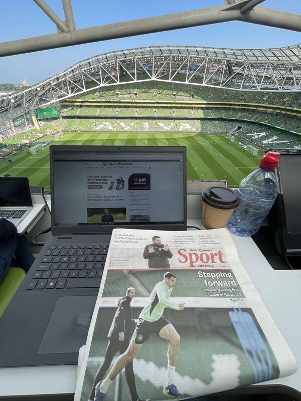 View from the Press Box ahead of Ireland vs England. Pic credit: Andrew Horgan.