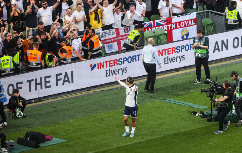England's Jack Grealish celebrates after scoring. Pic: Credit ©INPHO/Bryan Keane