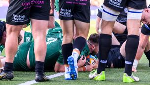 <p>STARTING STRONG: Connacht’s Dylan Tierney-Martin scores a try in Saturday's pre-season clash with Glasgow. Pic: INPHO/Craig Watson</p>