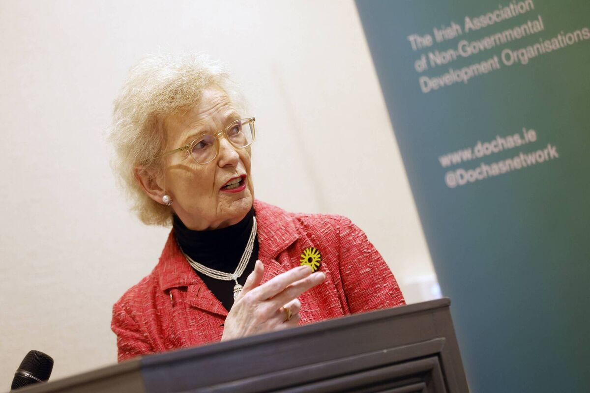 Mary Robinson speaking at an emergency briefing on Sudan organised by Dóchas. Picture: Julien Behal Mary Robinson speaking at an emergency briefing on Sudan organised by Dóchas. Picture: Julien Behal