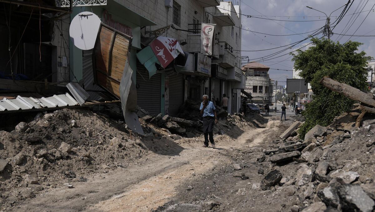 A  street damaged during an IDF military operation in the West Bank city of Jenin earlier this month. Picture: Majdi Mohammed/AP